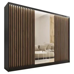 Szafy Trzydrzwiowe|Szafy Do Przedpokoju>BROMARKT Pojemna szafa z lustrem i lamelami na drzwiach LOFT 250 cm