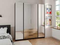 Szafy Młodzieżowe|Szafy Otwierane></noscript>Lempert Pojemna szafa z lustrem i szufladami 200 cm do sypialni KARAT