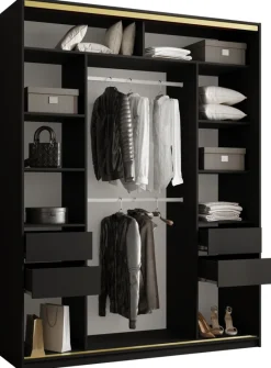 Szafy Trzydrzwiowe|Szafy Przesuwne>BROMARKT Pojemna szafa z szufladami 180 cm GOLD NEW MAX lefkas