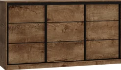 Komody>BROMARKT Pojemna trzydrzwiowa komoda z szufladami LOFT 180 cm dąb lefkas