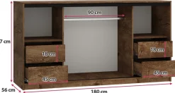 Komody></noscript>BROMARKT Pojemna trzydrzwiowa komoda z szufladami LOFT 180 cm dąb lefkas