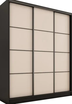 Szafy Trzydrzwiowe|Szafy Do Przedpokoju>BROMARKT Pojemna trzydrzwiowa szafa przesuwna 180 cm LOFT MAX beż piaskowy