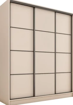 Zestawy Mebli Do Przedpokoju|Szafy Trzydrzwiowe>BROMARKT Pojemna trzydrzwiowa szafa przesuwna 180 cm LOFT MAX beż piaskowy