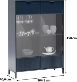 Witryny></noscript>JARSTOL Pojemna witryna do salonu LATINA indigo