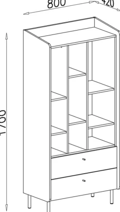 Regały Na Książki|Meble Młodzieżowe></noscript>MEBLAR Półotwarty regał 80 cm na książki do pokoju nastolatka ALDENO