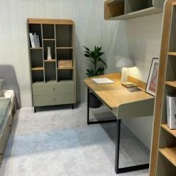 Regały Na Książki|Meble Młodzieżowe></noscript>MEBLAR Półotwarty regał 80 cm na książki do pokoju nastolatka ALDENO