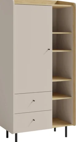 Zestawy Mebli Młodzieżowych>MEBLAR Półotwarty regał na książki 80 cm młodzieżowy ALDENO beż piaskowy