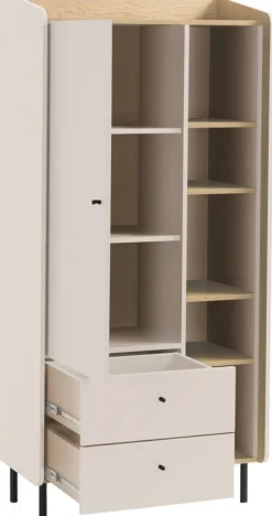 Zestawy Mebli Młodzieżowych>MEBLAR Półotwarty regał na książki 80 cm młodzieżowy ALDENO beż piaskowy