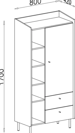 Zestawy Mebli Młodzieżowych></noscript>MEBLAR Półotwarty regał na książki 80 cm młodzieżowy ALDENO beż piaskowy