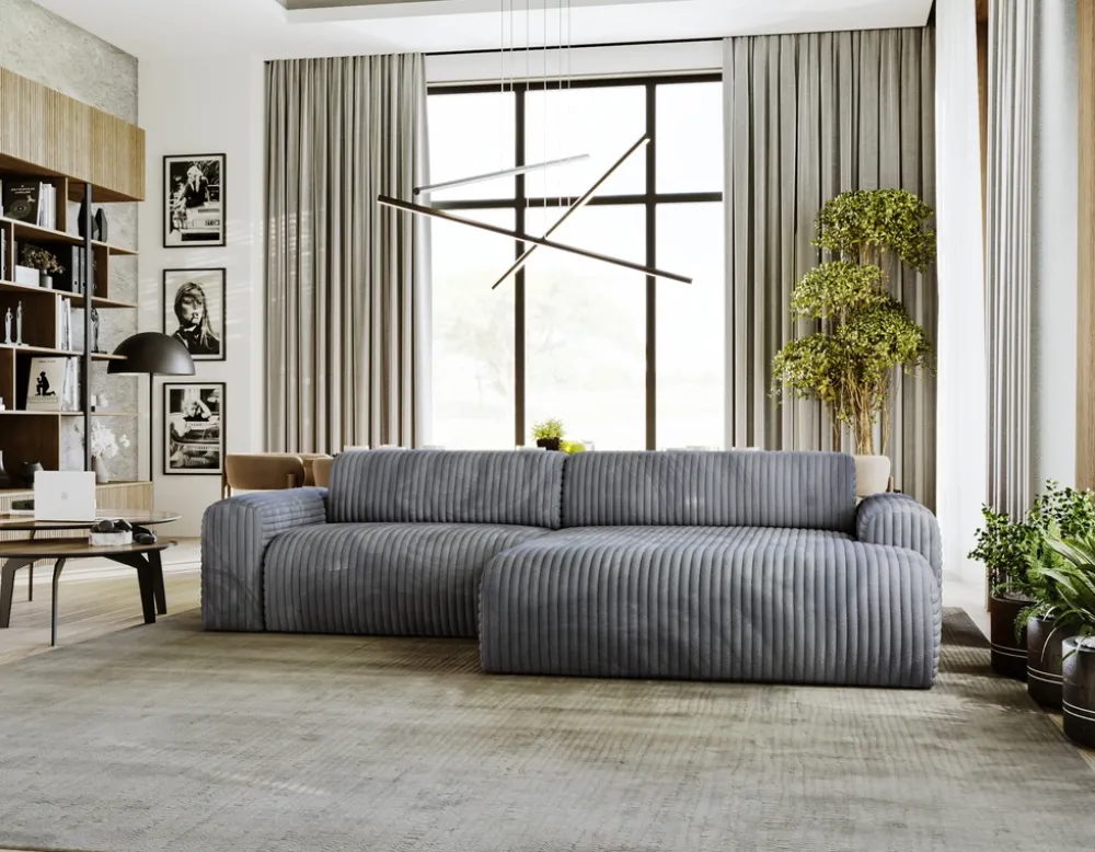 Meble Dla Dzieci|Narożniki>Polak Meble Prawostronny sztruksowy szary narożnik do salonu SEFO