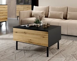 Ławy I Stoliki></noscript>LASKI Prostokątny stolik kawowy w loftowym stylu z szufladą 80 cm LARINO