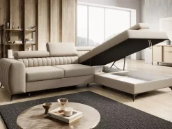 Narożniki>NEXT COLLECTION Przestronny narożnik z funkcja spania PAULLETTO regulowane zagłówki