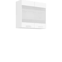 Meble Kuchenne>Lempert Przeszklona szafka wisząca biały mat 80 cm SNOW