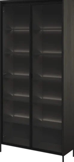 Zestawy Mebli Do Salonu|Witryny>lenart. Przeszklona witryna na książki do salonu 90 cm TREND czarny