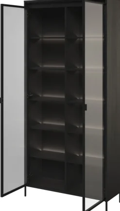 Zestawy Mebli Do Salonu|Witryny>lenart. Przeszklona witryna na książki do salonu 90 cm TREND czarny