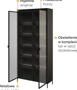 Zestawy Mebli Do Salonu|Witryny></noscript>lenart. Przeszklona witryna na książki do salonu 90 cm TREND czarny