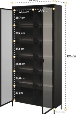 Zestawy Mebli Do Salonu|Witryny></noscript>lenart. Przeszklona witryna na książki do salonu 90 cm TREND czarny