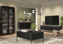 Zestawy Mebli Do Salonu|Witryny></noscript>lenart. Przeszklona witryna na książki do salonu 90 cm TREND czarny