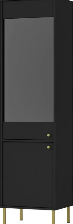 Witryny>Lempert Przeszklona witryna wysoka do salonu 52 cm TOKEN czarna czarny grafit