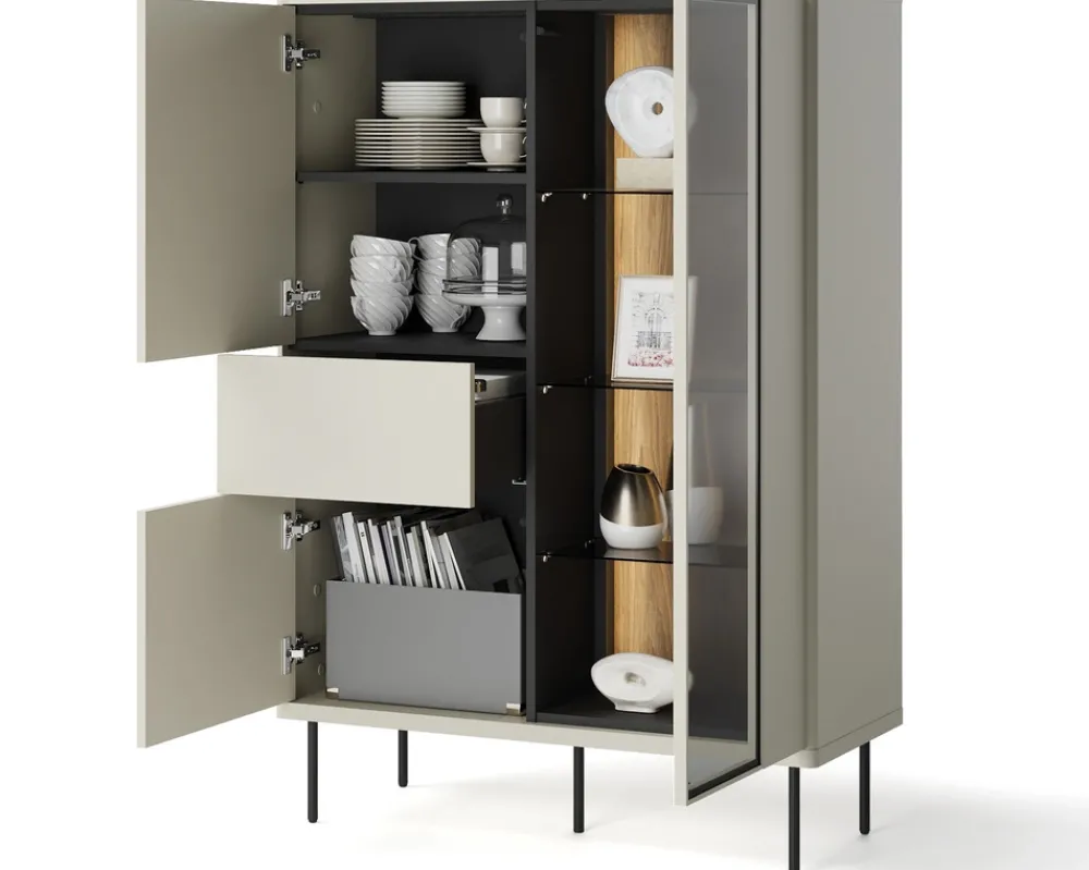 Zestawy Mebli Do Salonu|Witryny>lenart. Półwitryna do salonu 99 cm na nóżkach EPIRO z oświetleniem