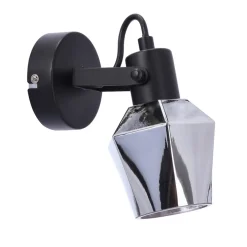 Oświetlenie Przedpokoju|Oświetlenie Jadalni></noscript>Candellux Lighting Randi lampa kinkiet czarny matowy 1x15w e14 klosz dymiony