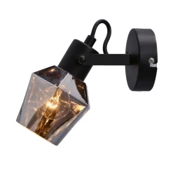 Oświetlenie Przedpokoju|Oświetlenie Jadalni></noscript>Candellux Lighting Randi lampa kinkiet czarny matowy 1x15w e14 klosz dymiony