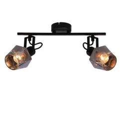 Oświetlenie Przedpokoju|Oświetlenie Jadalni></noscript>Candellux Lighting Randi lampa sufitowa listwa czarny matowy 2x15w e14 klosz dymiony