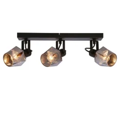 Oświetlenie Przedpokoju|Oświetlenie Sypialni>Candellux Lighting Randi lampa sufitowa listwa czarny matowy 3x15w e14 klosz dymiony