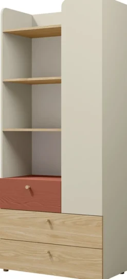 Meble Młodzieżowe|Zestawy Mebli Młodzieżowych>JUREK Regał do pokoju młodzieżowego z szufladami i drzwiami 80 cm YOKO