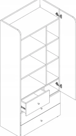 Meble Młodzieżowe|Zestawy Mebli Młodzieżowych>JUREK Regał do pokoju młodzieżowego z szufladami i drzwiami 80 cm YOKO