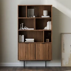 Regały Na Książki|Regały Loftowe>KAROL MEBLE Regał na książki 90 cm do salonu ELVIO orzech warmia