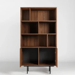 Regały Na Książki|Regały Loftowe>KAROL MEBLE Regał na książki 90 cm do salonu ELVIO orzech warmia