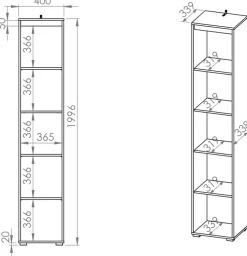Regały Na Książki|Meble Młodzieżowe></noscript>ML Meble Regał na książki do pokoju dziennego 40 cm AVO dąb sonoma