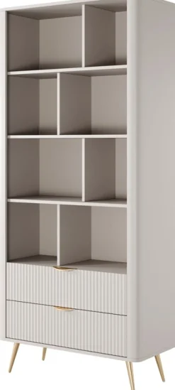 Regały Na Książki|Regały Biurowe>LASKI Regał na książki do salonu nowoczesny LEONTE kaszmir