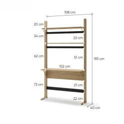 Regały Na Książki|Zestawy Mebli Młodzieżowych></noscript>lenart. Regał z biurkiem 108 cm do pokoju młodzieżowego dąb olejowany OLLIE