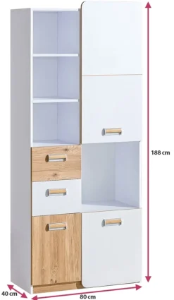 Regały Na Książki|Regały Dla Dzieci></noscript>DOLMAR Regał z szufladami do pokoju dziecięcego 80 cm LUMINOUS biały