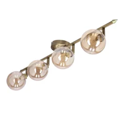 Oświetlenie Przedpokoju|Oświetlenie Jadalni>Candellux Lighting Rodia lampa sufitowa listwa patynowy 4x40w g9 klosz bursztynowy