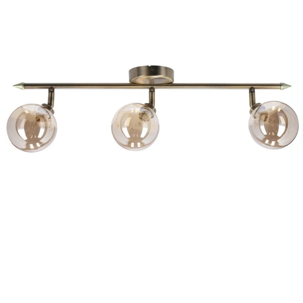 Oświetlenie Przedpokoju|Oświetlenie Jadalni>Candellux Lighting Rodia lampa sufitowa listwa patynowy 3x40w g9 klosz bursztynowy