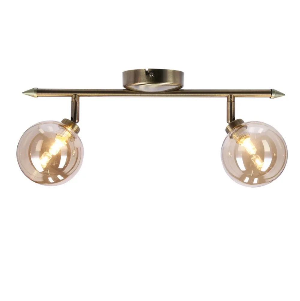 Oświetlenie Przedpokoju|Oświetlenie Jadalni>Candellux Lighting Rodia lampa sufitowa listwa patynowy 2x40w g9 klosz bursztynowy