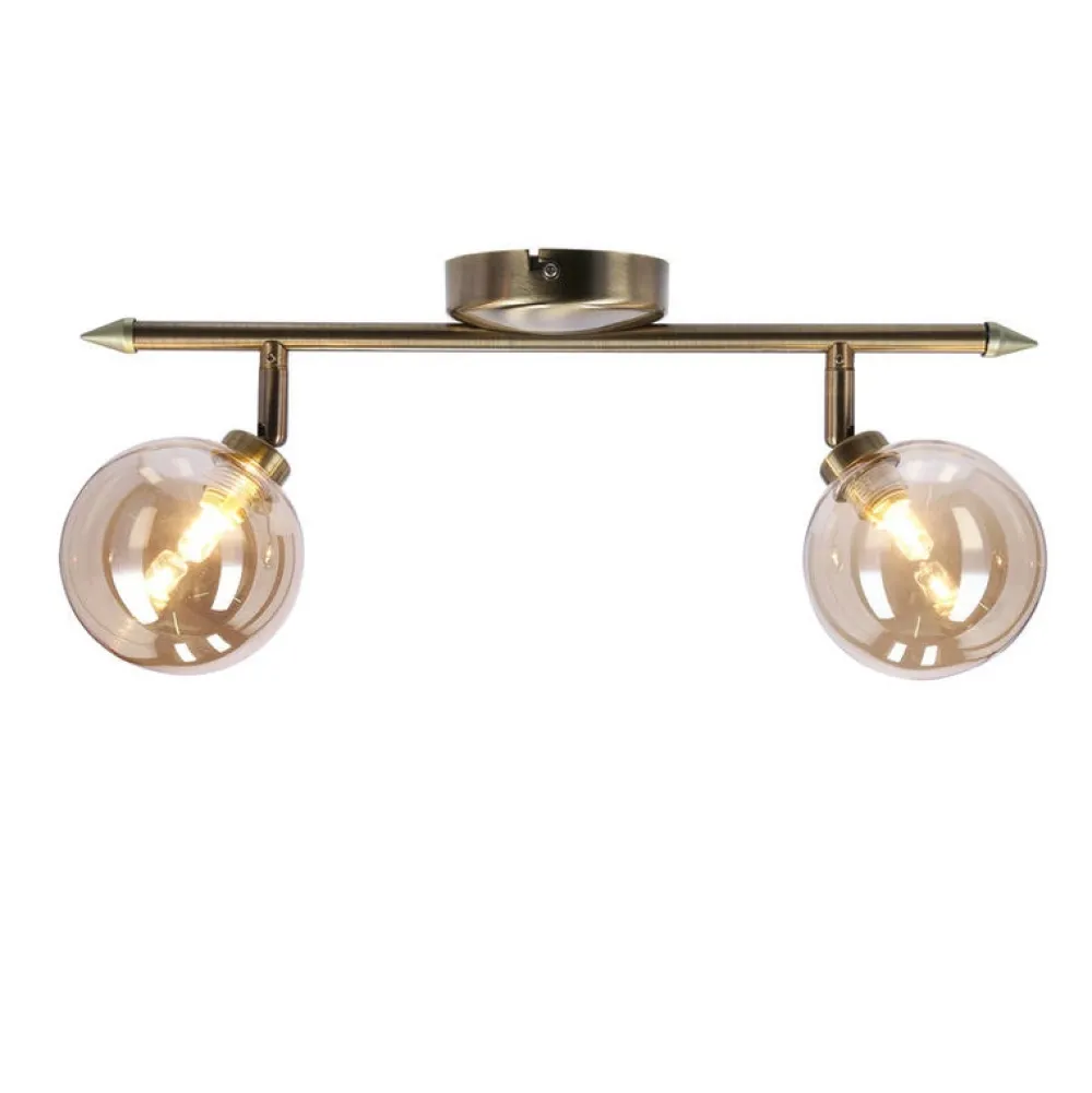 Oświetlenie Przedpokoju|Oświetlenie Jadalni>Candellux Lighting Rodia lampa sufitowa listwa patynowy 2x40w g9 klosz bursztynowy