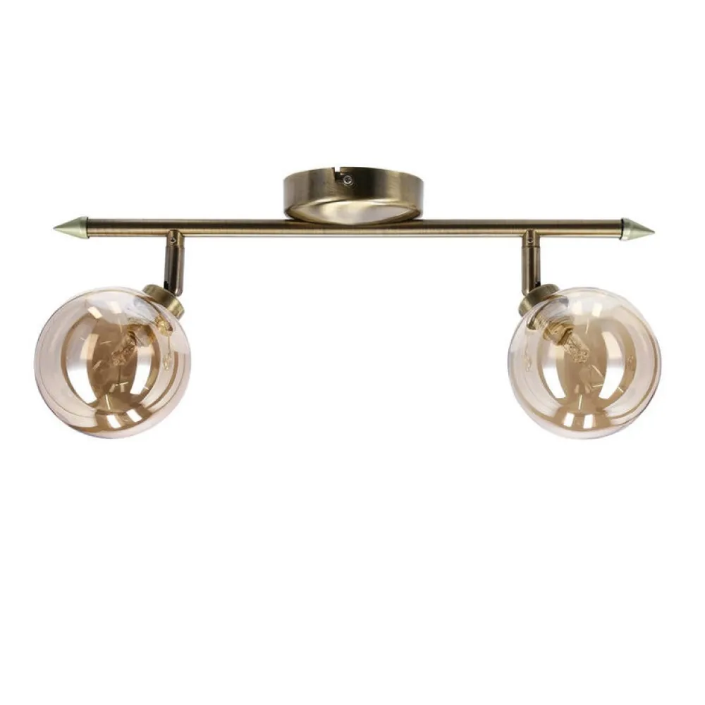 Oświetlenie Przedpokoju|Oświetlenie Jadalni>Candellux Lighting Rodia lampa sufitowa listwa patynowy 2x40w g9 klosz bursztynowy