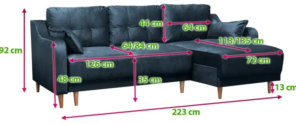Narożniki>MEBAS Rogówka do salonu z pojemnikiem na pościel DANILO funkcja spania
