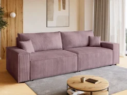 Kanapy I Sofy>BROMARKT Różowa kanapa z funkcją spania i pojemnikiem na pościel ADI