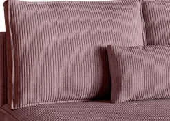 Narożniki></noscript>BROMARKT Różowy narożnik sztruksowy z funkcją spania do salonu TOP U SLIM