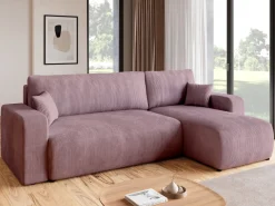 Meble Dla Dzieci|Meble Młodzieżowe>BROMARKT Różowy narożnik z funkcją spania i pojemnikiem PUMI sztruks