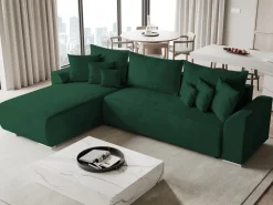 Meble Dla Dzieci|Narożniki></noscript>BROMARKT Rozkłada kanapa narożna do salonu SYDNEY welur butelkowa zieleń