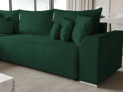 Meble Dla Dzieci|Narożniki></noscript>BROMARKT Rozkłada kanapa narożna do salonu SYDNEY welur butelkowa zieleń