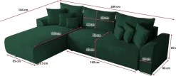 Meble Dla Dzieci|Narożniki></noscript>BROMARKT Rozkłada kanapa narożna do salonu SYDNEY welur butelkowa zieleń