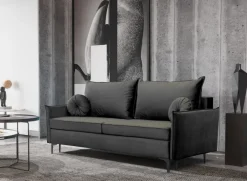 Meble Dla Dzieci|Kanapy I Sofy></noscript>UNISTYL MEBLE Rozkładana grafitowa sofa z pojemnikiem do salonu LIVO