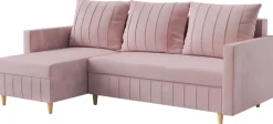 Meble Dla Dzieci|Narożniki>Rimal Rozkładana kanapa narożna do salonu z funkcją spania pudrowy róż FOCUS
